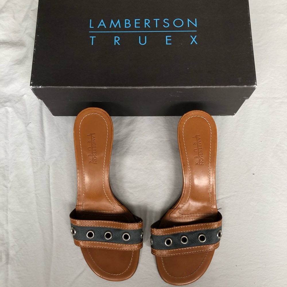 Lambertson Truex denim and grommet mules